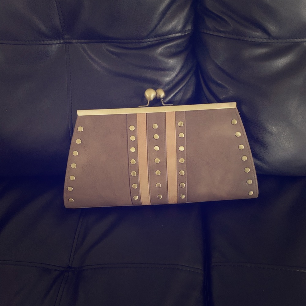 MMS Clutch Handbag with Gold Studs